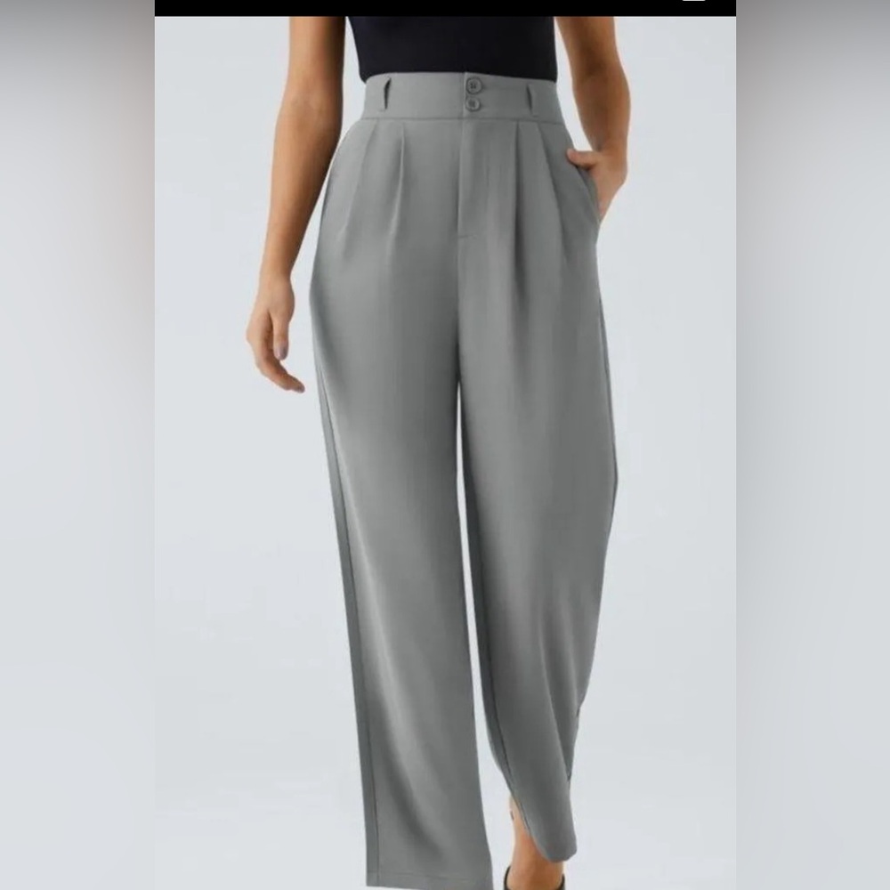 HALARA Gray High-Waisted Wide-Leg Trousers
